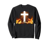 Man Running to Christian Cross of Jesus Christ in the Rock Sweatshirt