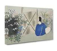 Man Sat In The Garden By Kamisaka Sekka Asian Painting Canvas Print | Gallery Wrapped 30mm Frame Wall Art | 20x14 inches | Ready to Hang | Asian Floral Picture | Living Room Bedroom Lounge Office