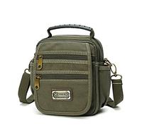 Man Small Canvas Crossbody Phone Purse Bag Mini Messenger Bag Waist Belt Side Bag, Army Green