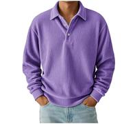 Man Solid Color Casual Button Half-cardigan Long Sleeves Lapel Top