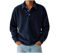 Man Solid Color Casual Button Half-cardigan Long Sleeves Lapel Top