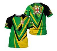 Man Sports T Shirts Jamaica Flag Jamaican 3D Print Pride Breathable Work Shirt Casual Short Sleeve for Running Fitness Everyday XL