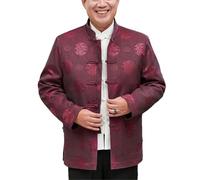 man Spring Chinese Style Coat Men Button New Year Traditional Jacket Tang Suit Retro Chinese Coat Red XL