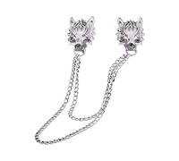 Man Suit Shirt Collar Chain Lapel Pin Brooch Wolf Badge Retro Pins Wedding Dress Party Dance Neckware Accessories Suit Brooch for Men Women with Silver Gold Collar Pins with for Gold Silver