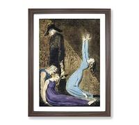 Man Supporting A Woman By William Blake Classic Painting Framed Wall Art Print, Ready to Hang Picture for Living Room Bedroom Home Office Décor, Walnut A4 (34 x 25 cm)