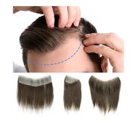 Man Toupee Men Forehead Hairline Toupee Human Hair Men Hairpieces Thin Skin PU Base Invisible Hairline Hair Units 2.5 x 16cm Men's Capillary Prosthesis Hairpiece(Dark Brown)
