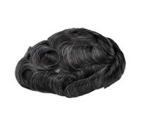 Man Toupee Natural Human Hair Topper With Grey Hair Man Toupee Hair Men's Capillary Prothesis Swiss Lace PU Indian Human Hair Wigs for Men Hairpiece(1B10#)