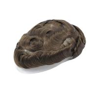 Man Toupee Natural Human Hair Topper With Grey Hair Man Toupee Hair Men's Capillary Prothesis Swiss Lace PU Indian Human Hair Wigs for Men Hairpiece(6#)