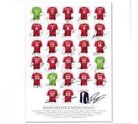 Man United Autograph squad Signed 2024-2025 Season New Manager Ruben Amorim Fernandes Rashford, Garnacho, Wan-Bissaka, Reproduction Mounted Team Photo A3 Print #876U