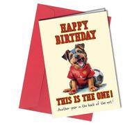 Man United Birthday Card Manchester Terrier dog, Blank inside, Another year in the back of the net #1718