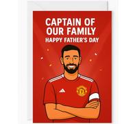 Man United Father’s Day Card - Bruno Fernandes “Captain of Our Family” Design - Football Greeting Card for Dad - Gift for Manchester United Fans