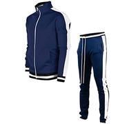 Man United Tracksuit Men 2 Piece Outfits Fashion Casual Hooded Athletic Hoodie and Sweatpants Set Sport Suits Jacket & Pants Tracksuit Set(Navy,XL)