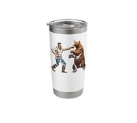 Man vs Bear Guy Punching Bear Stainless Steel Insulated Tumbler