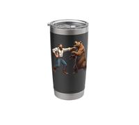 Man vs Bear Guy Punching Bear Stainless Steel Insulated Tumbler