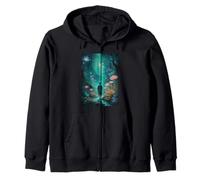 Man Walking Through Mystical Forest Path Nature Art Lover Zip Hoodie