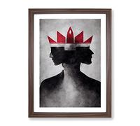 Man Wearing A Crown Abstract Framed Print | A4 Walnut Framed Wall Art | Ready to Hang | Abstract Fantasy Picture | Living Room Bedroom Lounge Office