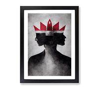 Man Wearing A Crown Abstract Framed Wall Art Print A2 Black