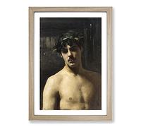 Man Wearing Laurels by John Singer Sargent Framed Print | A2 Oak Framed Wall Art | Ready to Hang | Modern Nature Picture | Living Room Bedroom Lounge Office