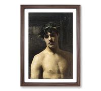 Man Wearing Laurels by John Singer Sargent Framed Print | A2 Walnut Framed Wall Art | Ready to Hang | Modern Nature Picture | Living Room Bedroom Lounge Office