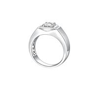 Man Wedding Band, Silver Rings Men Solitary Round with Moissanite 14K White Gold Size J 1/2
