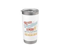 Man Who Still Plays Guitar in His Seventies Retro Guitarist Stainless Steel Insulated Tumbler