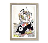 Man With A Drawn Sword By Katsukawa Shunko Asian Japanese Framed Print | A4 Oak Framed Wall Art | Ready to Hang | Asian Nature Picture | Living Room Bedroom Lounge Office