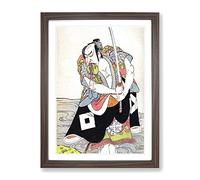 Man With A Drawn Sword By Katsukawa Shunko Asian Japanese Framed Print | A4 Walnut Framed Wall Art | Ready to Hang | Asian Nature Picture | Living Room Bedroom Lounge Office