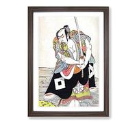 Man with a Drawn Sword by Katsukawa Shunko Framed Print | A2 Walnut Framed Wall Art | Ready to Hang | Modern Nature Picture | Living Room Bedroom Lounge Office