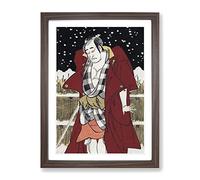 Man With A Sword By Katsukawa Shunko Asian Japanese Framed Wall Art Print, Ready to Hang Picture for Living Room Bedroom Home Office Décor, Walnut A2 (64 x 46 cm)