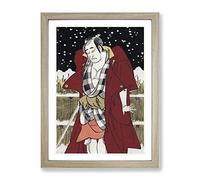 Man With A Sword By Katsukawa Shunko Asian Japanese Framed Wall Art Print, Ready to Hang Picture for Living Room Bedroom Home Office Décor, Oak A4 (34 x 25 cm)