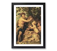 Man with A Tiger by Peter Paul Rubens Framed Print | A2 Black Framed Wall Art | Ready to Hang | Modern Animal Picture | Living Room Bedroom Lounge Office