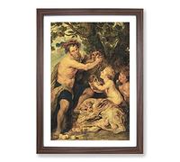 Man with A Tiger by Peter Paul Rubens Framed Print | A2 Walnut Framed Wall Art | Ready to Hang | Modern Animal Picture | Living Room Bedroom Lounge Office