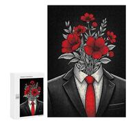 Man with Flowers for A Head Jigsaw Puzzle, 300 PCS, Indoor Activity for The Home, A Rewarding Pastime for Dedicated Jigsaw Fans, at Home