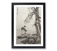 Man with Goats by Ren Yi Framed Print | A2 Black Framed Wall Art | Ready to Hang | Modern Animal Picture | Living Room Bedroom Lounge Office