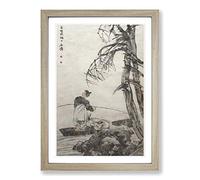 Man with Goats by Ren Yi Framed Print | A2 Oak Framed Wall Art | Ready to Hang | Modern Animal Picture | Living Room Bedroom Lounge Office