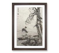 Man with Goats by Ren Yi Framed Print | A2 Walnut Framed Wall Art | Ready to Hang | Modern Animal Picture | Living Room Bedroom Lounge Office