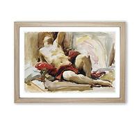 Man with Red Drapery by John Singer Sargent Framed Print | A2 Oak Framed Wall Art | Ready to Hang | Modern Nature Picture | Living Room Bedroom Lounge Office