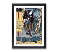 Man With Two Samurai Swords By Utagawa Kunisada Asian Japanese Framed Print | A2 Black Framed Wall Art | Ready to Hang | Asian Nature Picture | Living Room Bedroom Lounge Office