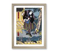 Man With Two Samurai Swords By Utagawa Kunisada Asian Japanese Framed Print | A3 Oak Framed Wall Art | Ready to Hang | Asian Nature Picture | Living Room Bedroom Lounge Office