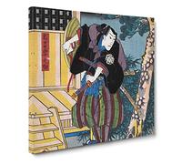 Man with Two Samurai Swords by Utagawa Kunisada Canvas Print | Gallery Wrapped 30mm Frame Wall Art | 14x14 inches | Ready to Hang | Modern People Picture | Living Room Bedroom Lounge Office