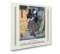 Man With Two Samurai Swords By Utagawa Kunisada Exhibition Museum Asian Japanese Canvas Wall Art Print Ready to Hang, Framed Picture for Living Room Bedroom Home Décor, 14x14 Inch (35x35 cm)