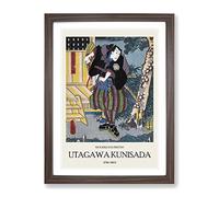 Man With Two Samurai Swords By Utagawa Kunisada Exhibition Museum Asian Japanese Framed Print | A3 Walnut Framed Wall Art | Ready to Hang | Asian Nature Picture | Living Room Bedroom Lounge Office