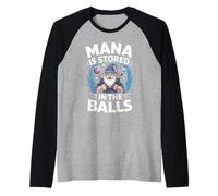 Mana is Stored in The Balls RPG Humor Fantasy Sorcerer Raglan Baseball Tee