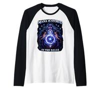 Mana is Stored in The Balls RPG Humor Fantasy Sorcerer Raglan Baseball Tee