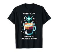 Mana Low - Brew a Double Shot | Barista Pixel Art Coffee T-Shirt