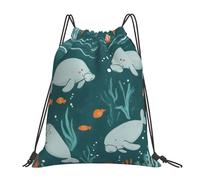 Mana-Tees Sea Lives Cinch Sack Pack Lightweight String Backpack Durable Gym Bag For Holiday Storage Picnic 36X42Cm