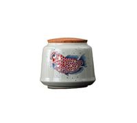 MANAFEEL Ceramic Tea Caddy Rosewood Lid Ceramic Small Tea Can Small Tea Packaging Sealed Portable Tea Storage Powder Can Tea Canister(B)