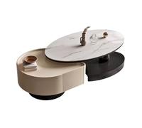 MANAFEEL Coffee Table Modern Light Luxury Rock Plate Coffee Table Living Room Home Simple Oval Creative Coffee Table Combination Coffee Tables For Living Room