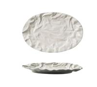 MANAFEEL Dining Plates Household Steamed Fish Plate Modern Wavy Fish Plates Hotel Restaurant Cake Tray Dan Salad Plates Dinner Plate(A,M)