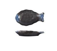 MANAFEEL Dining Plates Japanese-Style Ceramic Fish Steaming Plates Sushi Dish Creative Fish Dish Household Salad Bowl Dinner Plate(A)